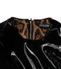 Dolce & Gabbana Black Patent Leather Puff Sleeves Mini Dress