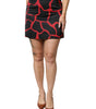 Dolce & Gabbana Black Red Abstract Mid Waist A-line Mini Skirt