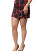 Dolce & Gabbana Black Red Abstract Mid Waist A-line Mini Skirt
