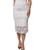 Dolce & Gabbana White Floral Lace High Waist Pencil Cut Skirt