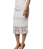 Dolce & Gabbana White Floral Lace High Waist Pencil Cut Skirt