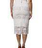 Dolce & Gabbana White Floral Lace High Waist Pencil Cut Skirt