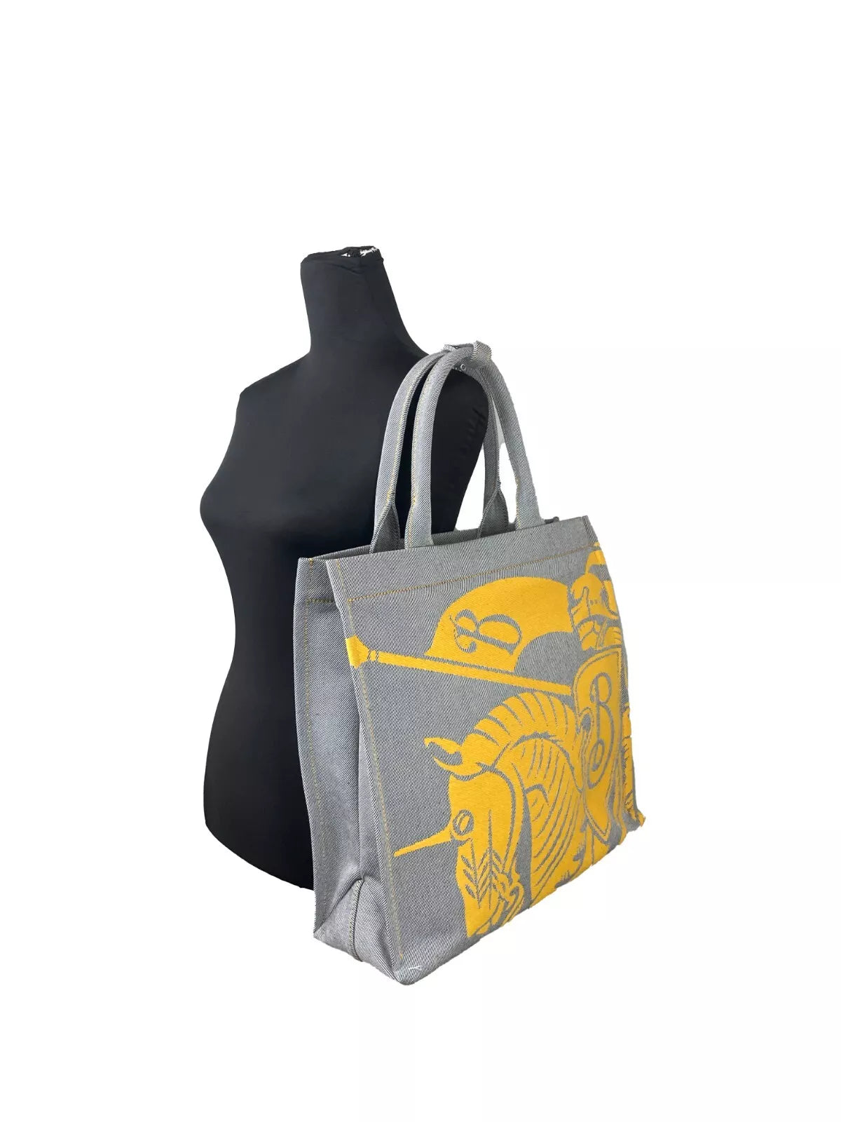 Sac fourre-tout en toile Burberry EKD avec pochette à monnaie, motif tournesol gris