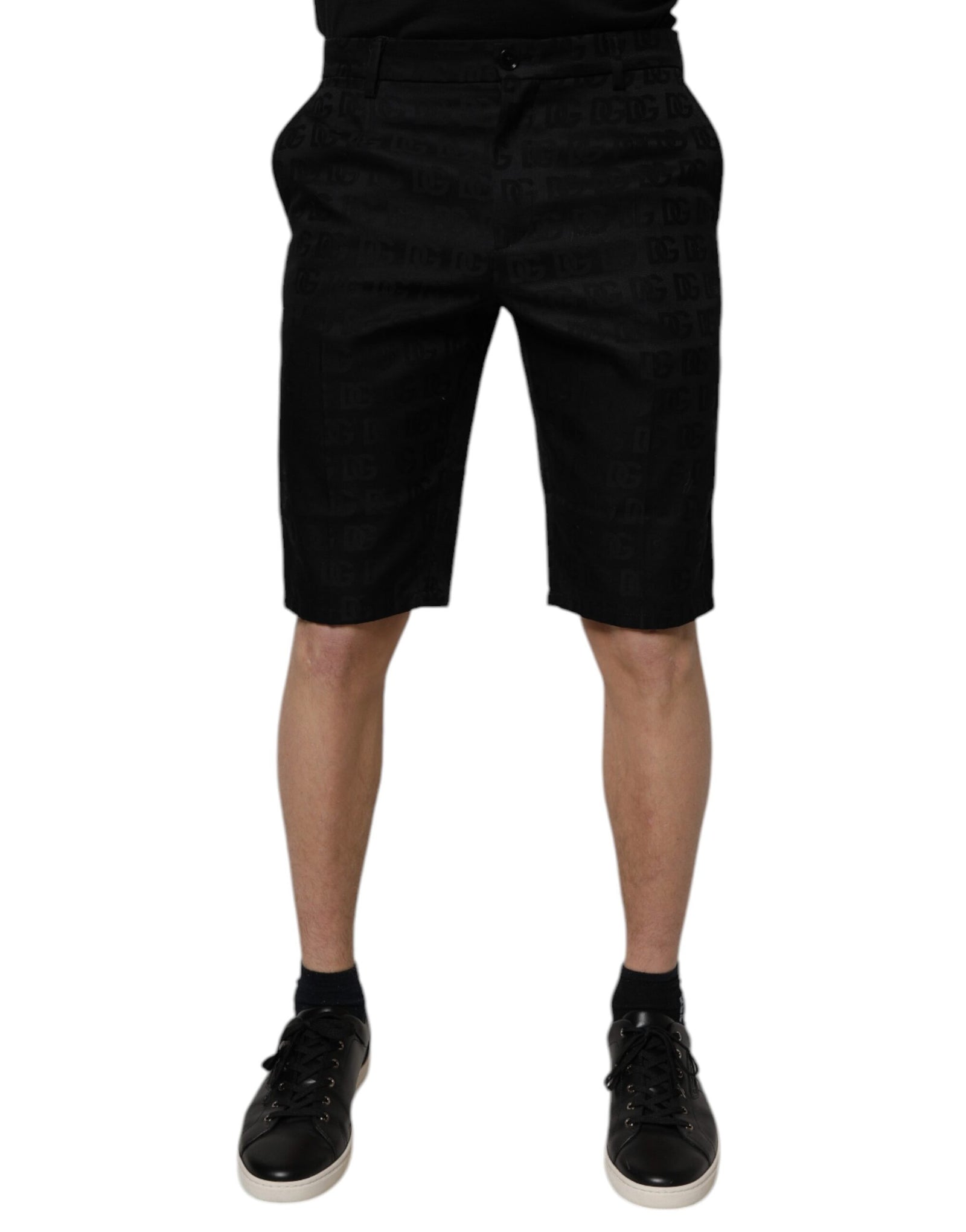 Short chino décontracté taille moyenne en coton noir Dolce &amp; Gabbana