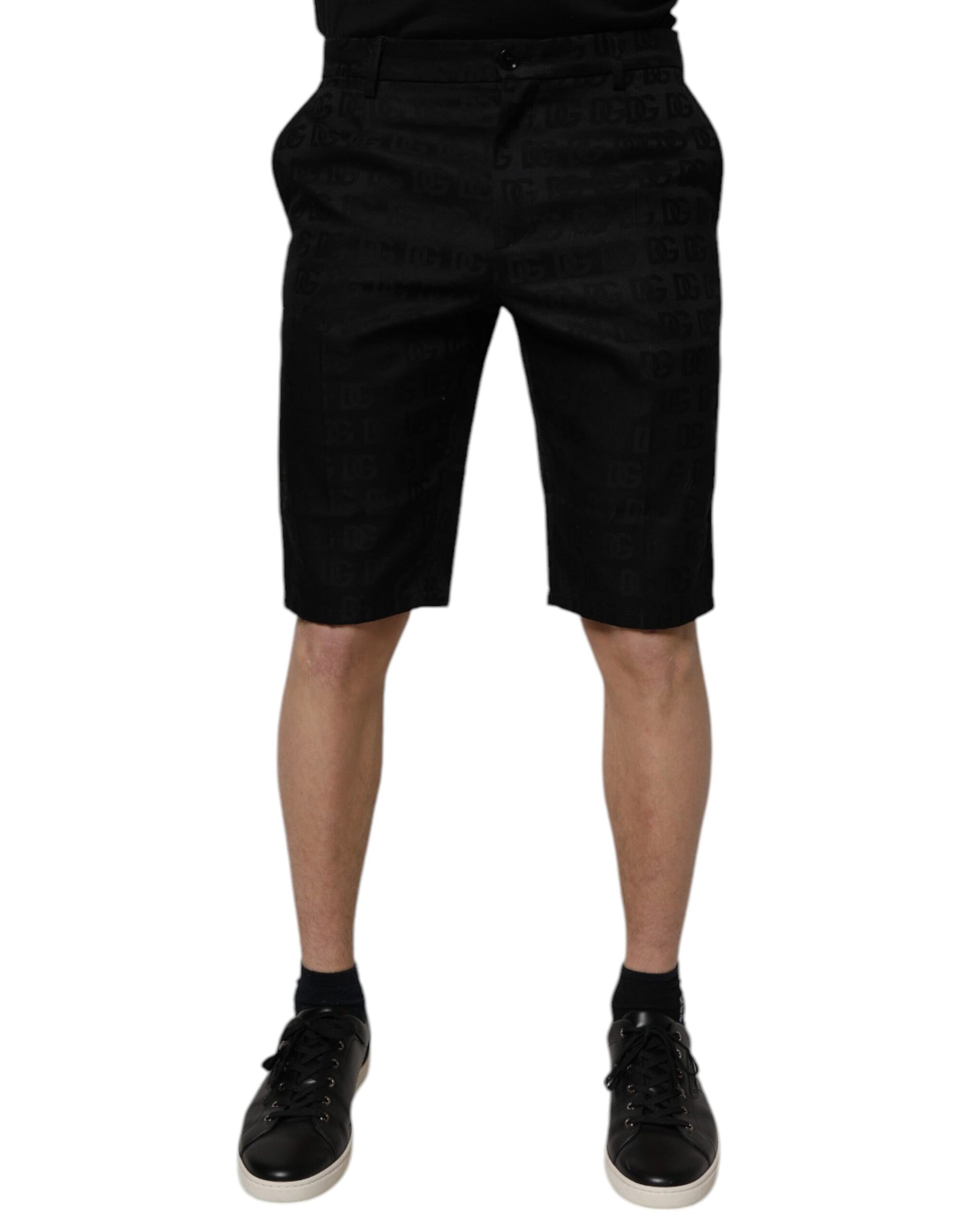 Short chino décontracté taille moyenne en coton noir Dolce &amp; Gabbana