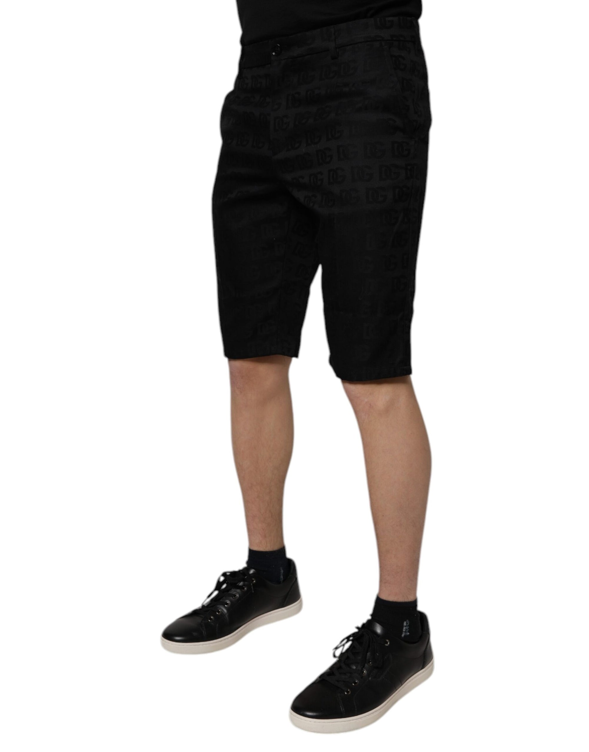 Short chino décontracté taille moyenne en coton noir Dolce &amp; Gabbana