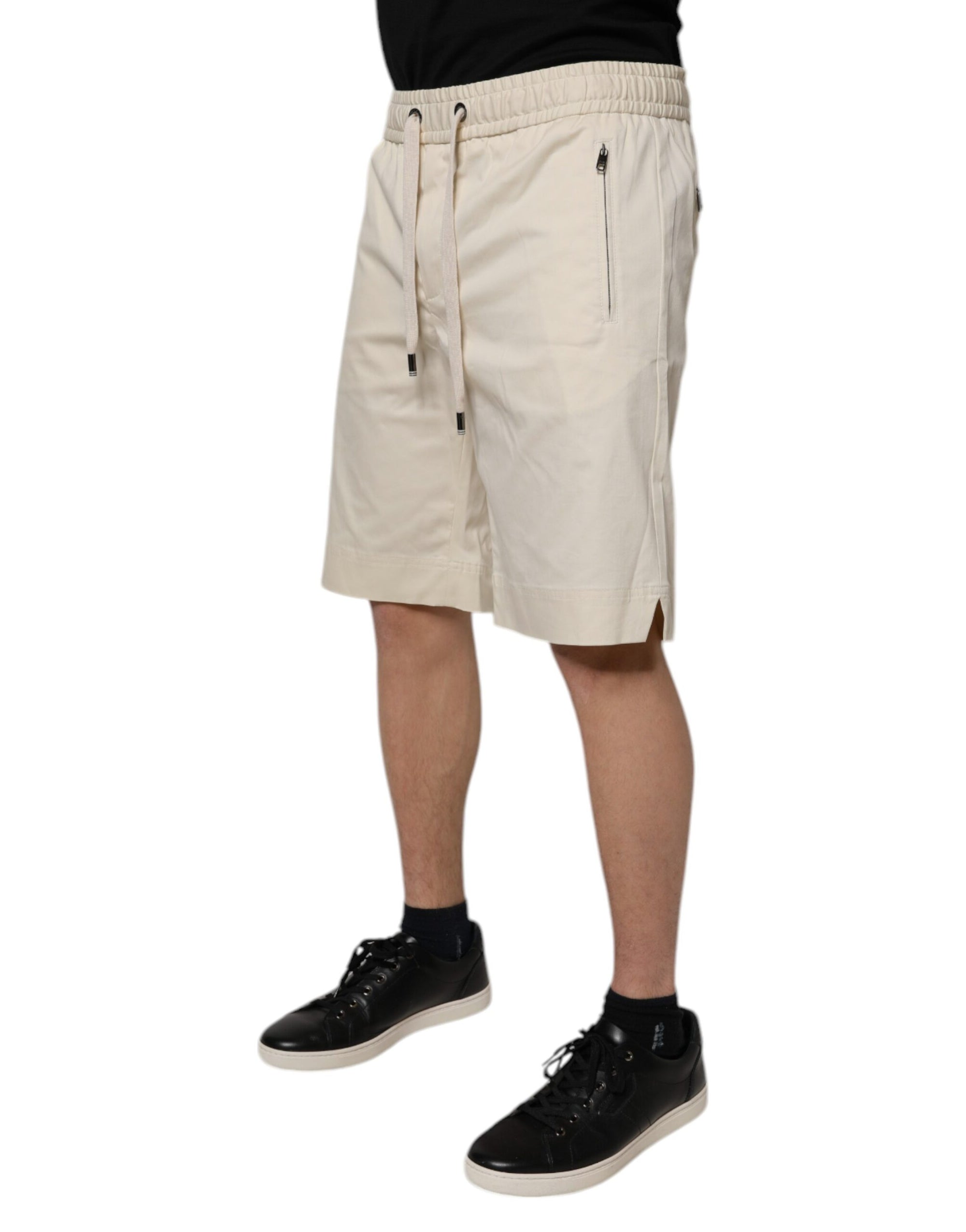 Bermuda homme Dolce &amp; Gabbana en coton stretch blanc cassé