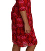 Dolce & Gabbana Floral Crochet Lace Red Pink Sheath Dress