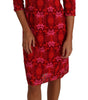 Dolce & Gabbana Floral Crochet Lace Red Pink Sheath Dress