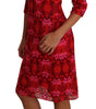 Dolce & Gabbana Floral Crochet Lace Red Pink Sheath Dress