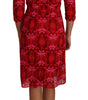 Dolce & Gabbana Floral Crochet Lace Red Pink Sheath Dress
