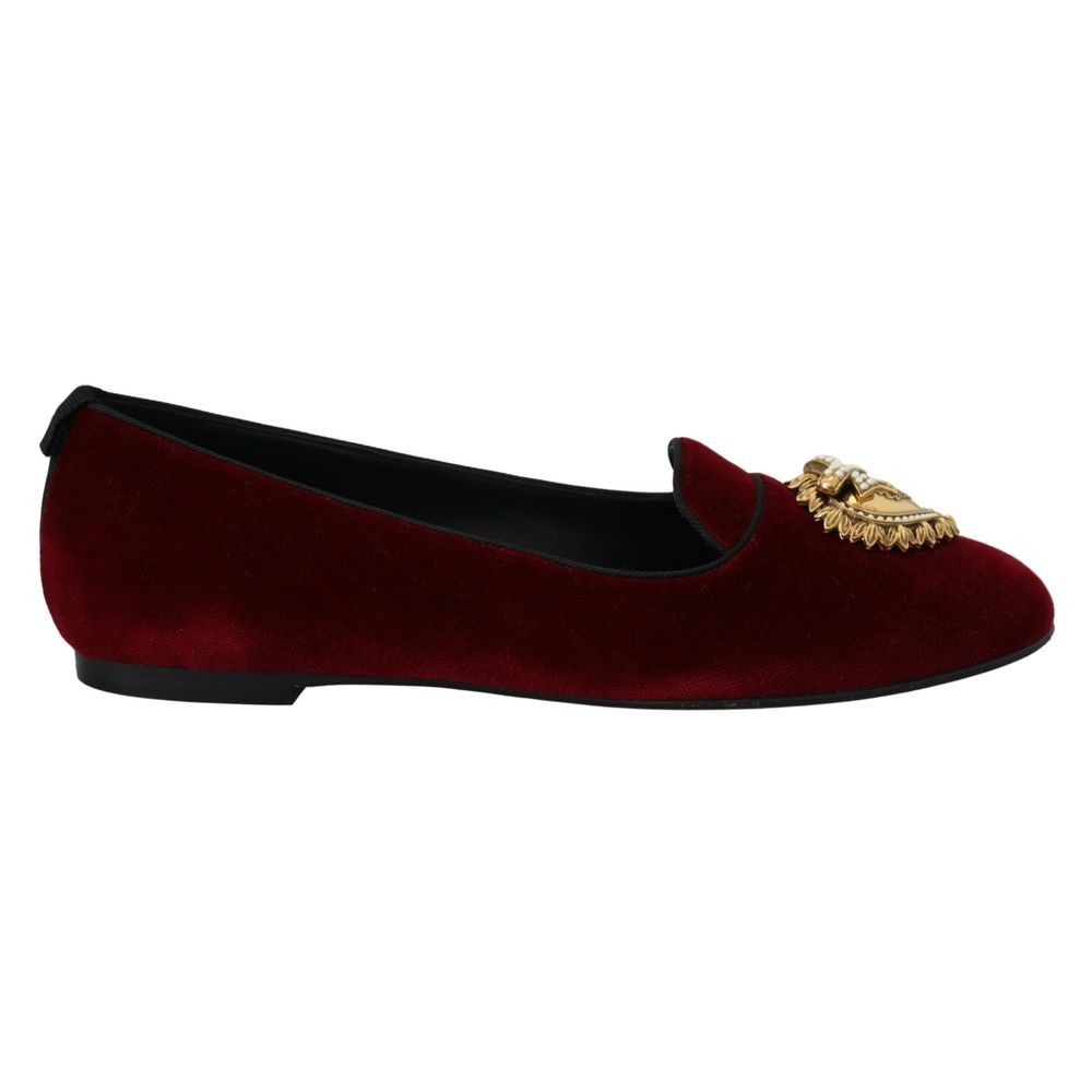 Chaussures plates en coton bordeaux Dolce &amp; Gabbana