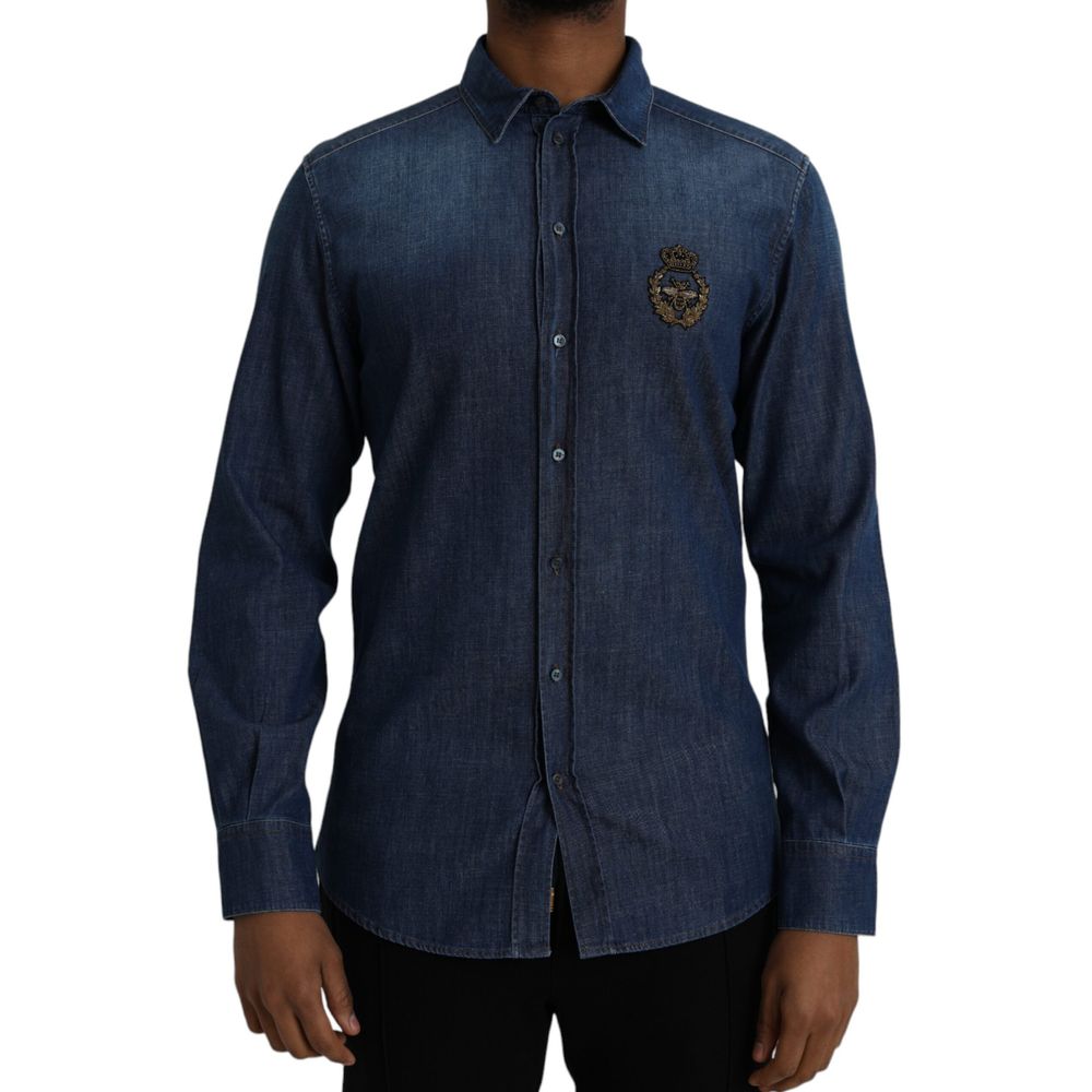 Chemise en coton bleu Dolce &amp; Gabbana