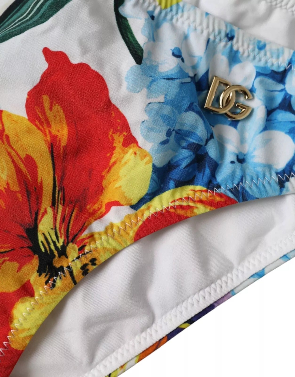 Bas de bikini à imprimé floral blanc Dolce &amp; Gabbana