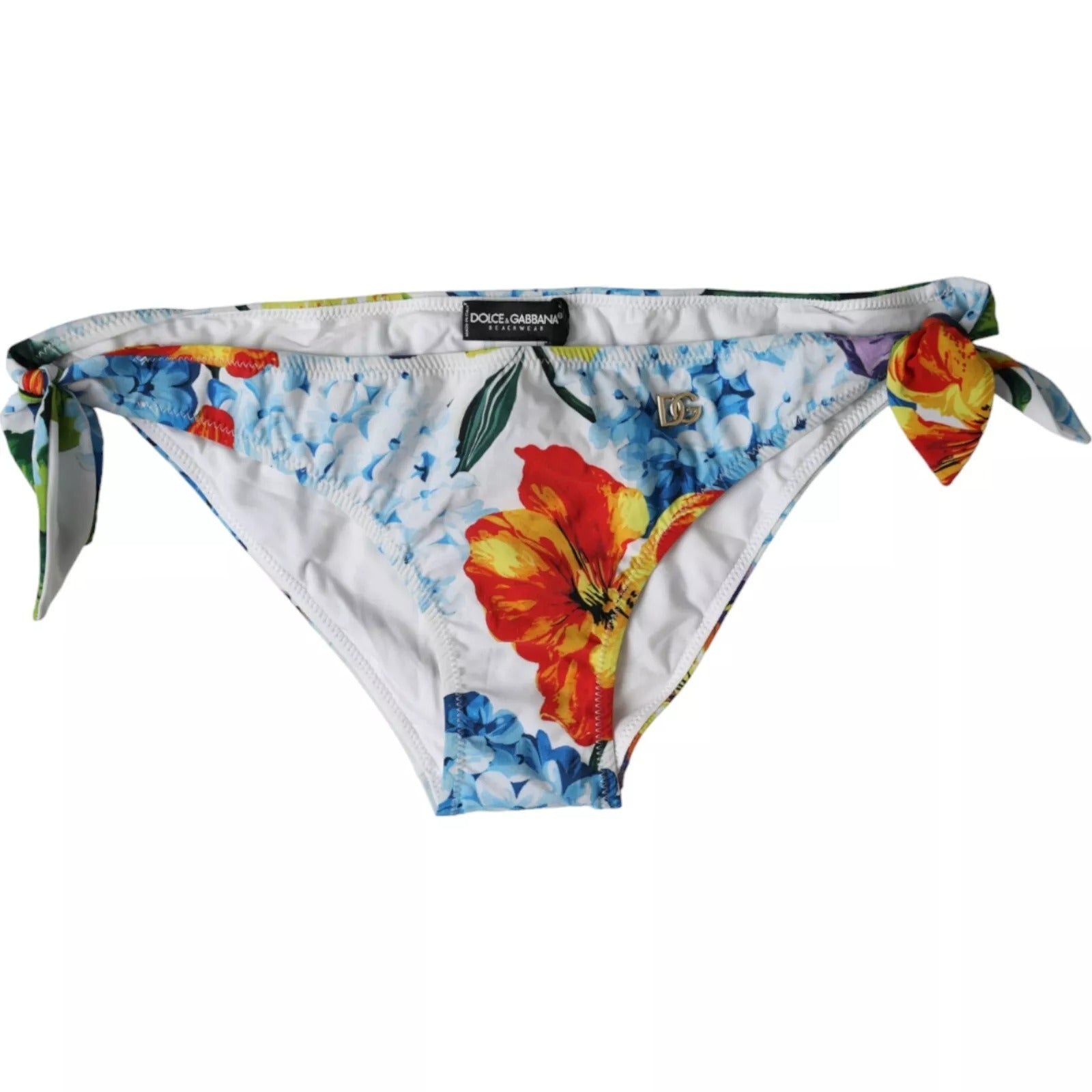 Bas de bikini à imprimé floral blanc Dolce &amp; Gabbana