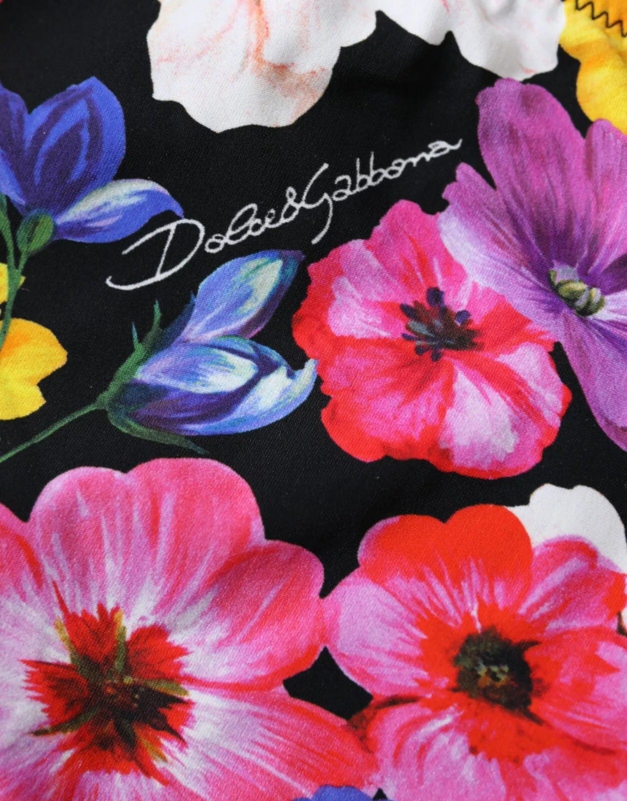 Dolce &amp; Gabbana Black Floral Print Swimsuit Bikini Bottom Swimwear