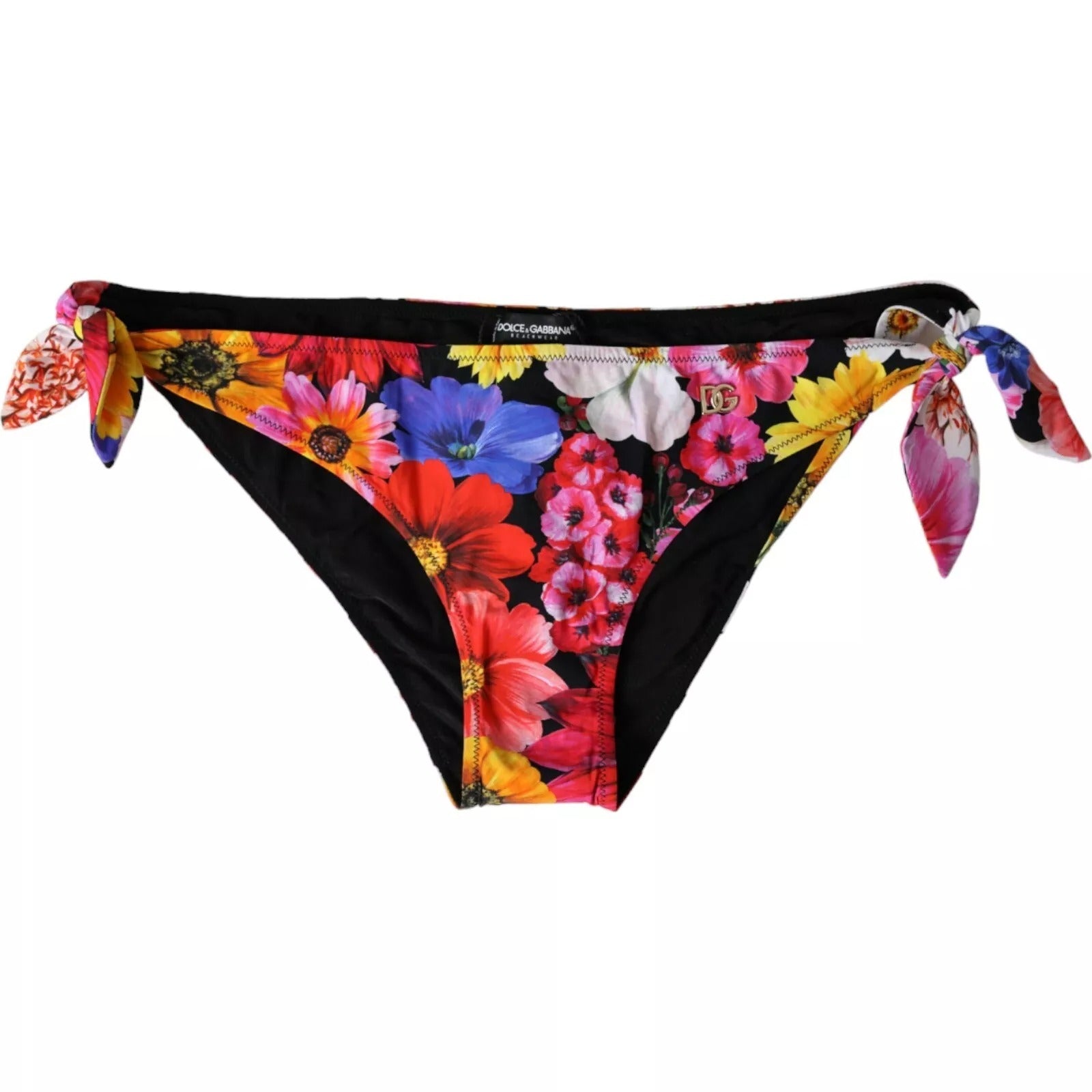 Bas de bikini noir à imprimé floral Dolce &amp; Gabbana