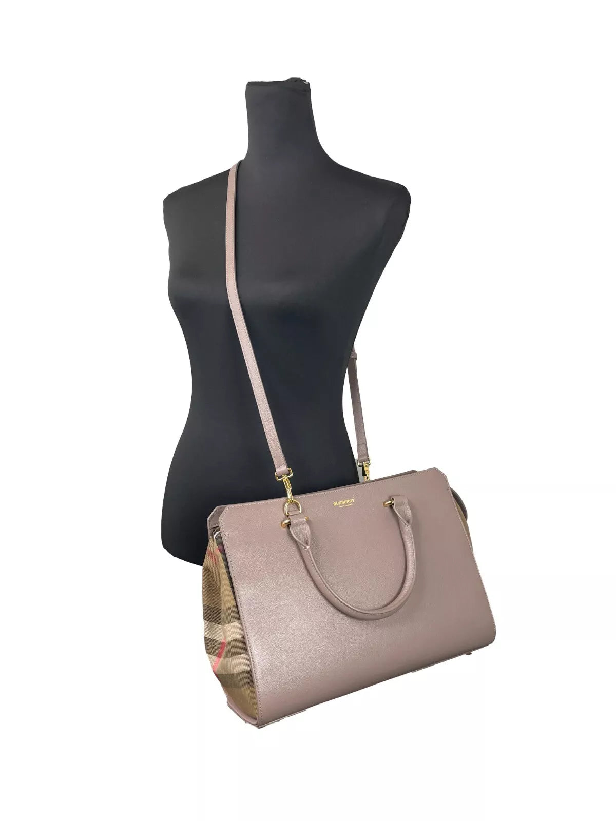 Petit sac fourre-tout en cuir Burberry Banwell, gris vison