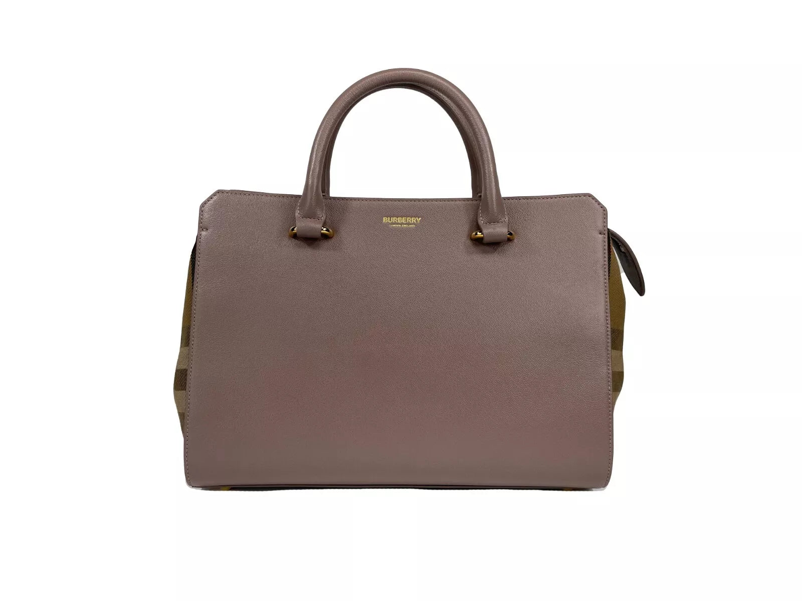Petit sac fourre-tout en cuir Burberry Banwell, gris vison