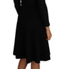 Dolce & Gabbana Black Knitted Wool Sheath Long Sleeves Dress
