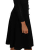 Dolce & Gabbana Black Knitted Wool Sheath Long Sleeves Dress