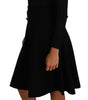 Dolce & Gabbana Black Knitted Wool Sheath Long Sleeves Dress
