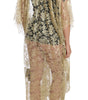 Dolce & Gabbana Gold Floral Lace Crystal Gown Cape Dress