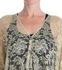 Dolce & Gabbana Gold Floral Lace Crystal Gown Cape Dress