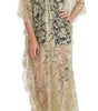 Dolce & Gabbana Gold Floral Lace Crystal Gown Cape Dress