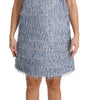 Dolce & Gabbana Light Blue Fringe Shift Gown Dress