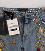 Dolce & Gabbana Enchanted Sicily Crystal Heart Boyfriend Jeans