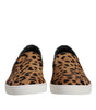 Dolce & Gabbana Brown Calfskin Fur Leopard Sneakers Shoes