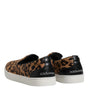 Dolce & Gabbana Brown Calfskin Fur Leopard Sneakers Shoes