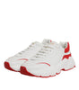 Dolce & Gabbana White Red Leather Daymaster Men Sneakers Shoes