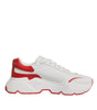 Dolce & Gabbana White Red Leather Daymaster Men Sneakers Shoes