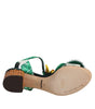 Dolce & Gabbana Green Crystal Fur Embellished Sandals Shoes