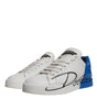 Dolce & Gabbana White Blue Logo Portofino Sneakers Shoes