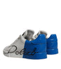 Dolce & Gabbana White Blue Logo Portofino Sneakers Shoes