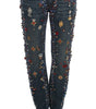 Dolce & Gabbana Crystal Roses Heart Embellished Jeans