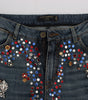 Dolce & Gabbana Crystal Roses Heart Embellished Jeans