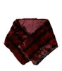 Dolce & Gabbana Black Red Stripe Fur Shawl Neck Wrap Scarf