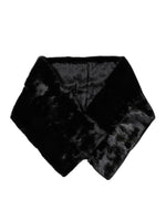 Dolce & Gabbana Black Fur Shawl Neck Wrap Cover Collar Scarf
