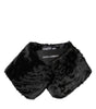 Dolce & Gabbana Black Lamb Fur Collar Women Neck Wrap Scarf