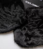 Dolce & Gabbana Black Lamb Fur Collar Women Neck Wrap Scarf