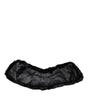 Dolce & Gabbana Black Lamb Fur Collar Women Neck Wrap Scarf