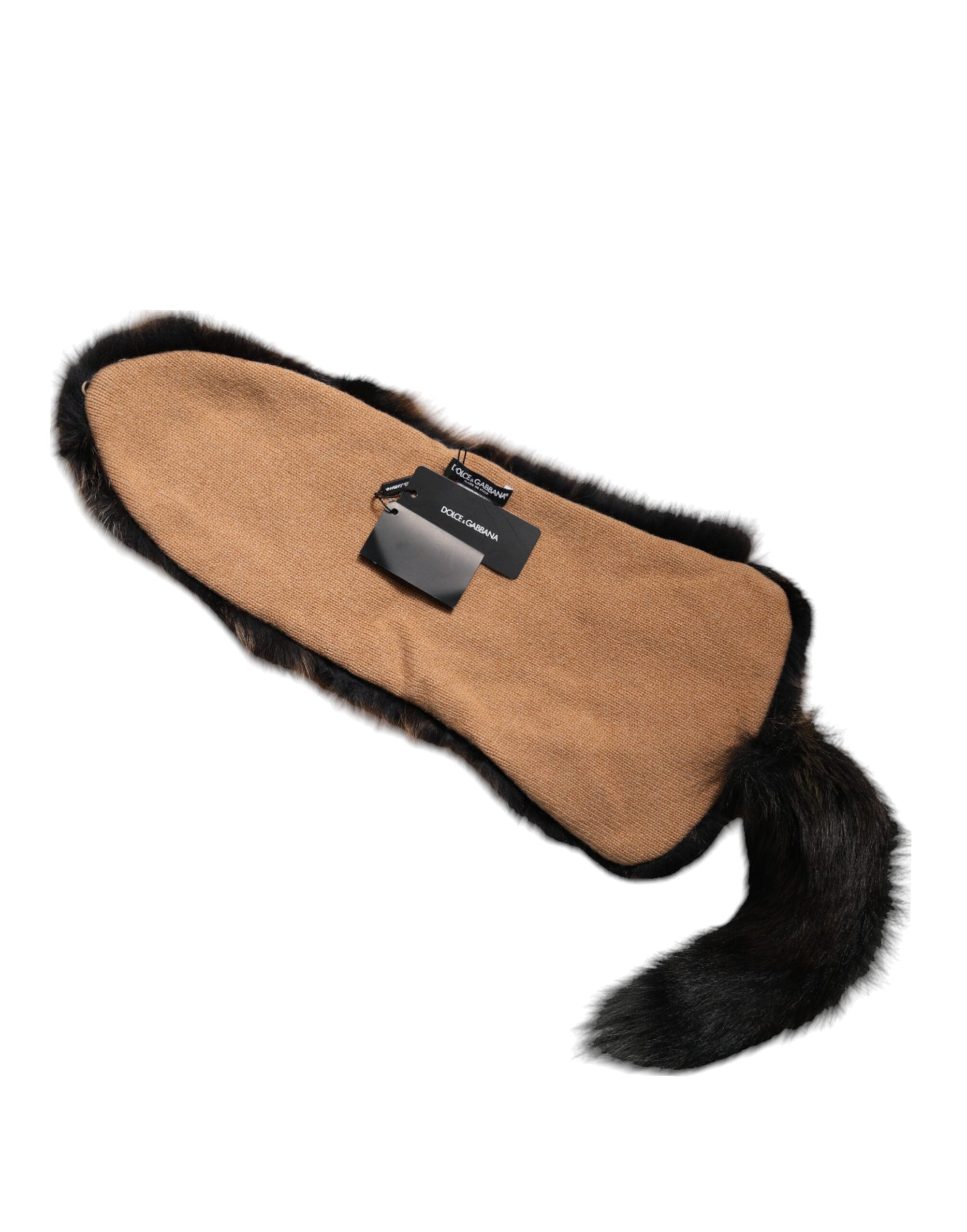 Dolce &amp; Gabbana Brown Red Fox Fur Neck Warmer Winter Scarf