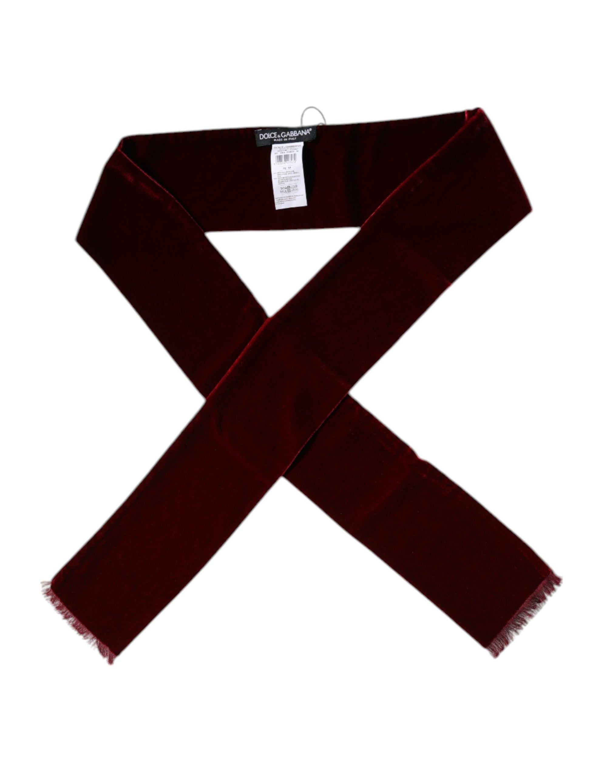 Dolce &amp; Gabbana Bordeaux Cotton Silk Fringe Shawl Wrap Scarf