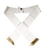 Dolce & Gabbana White Floral Jacquard Skinny Fringes Scarf