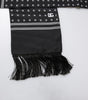 Dolce &amp; Gabbana Black White Polka Dotted Silk Skinny Fringes Scarf