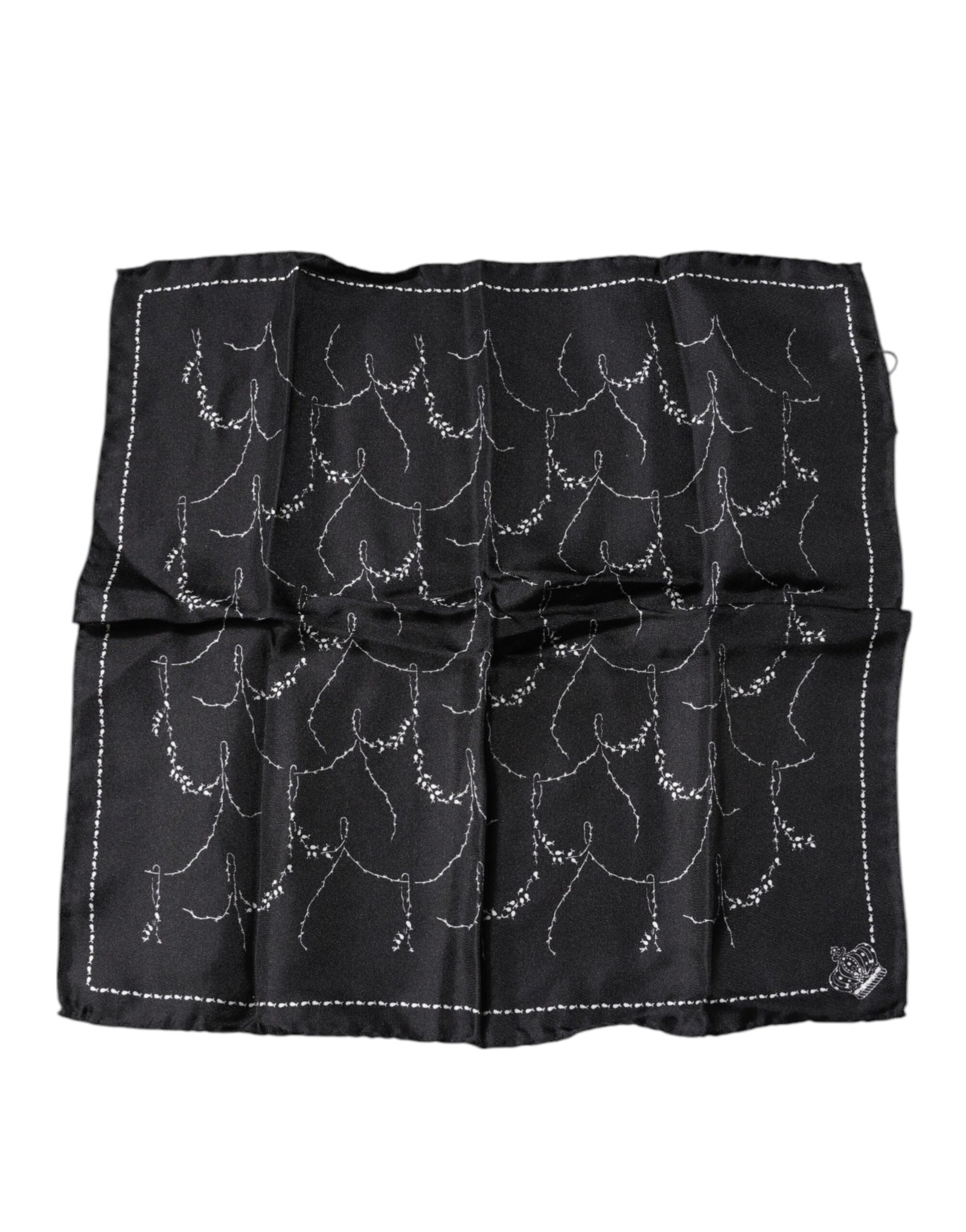 Dolce &amp; Gabbana Black Patterned Silk Handkerchief Scarf